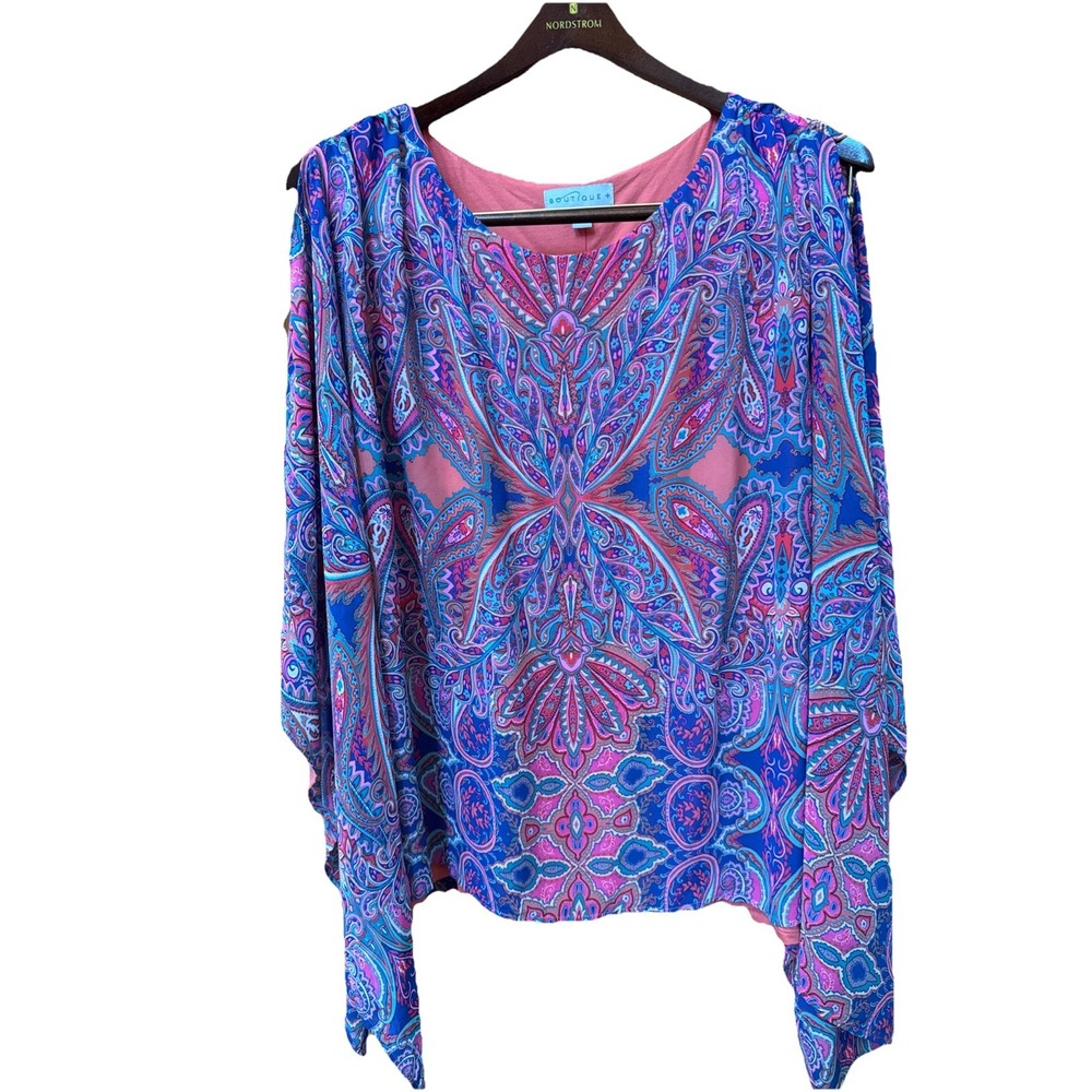 Boutique Brand SZ 4X ‎ Boho  Top Shirt Geo Print Handkerchief